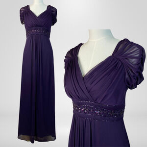 VTG Alex Evening Women Whimsigoth Maxi Dress Size 6 Forest Fairy Beaded Babydoll